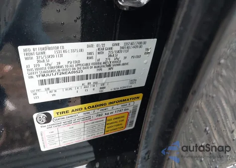 2022 Ford Expedition Xlt z USA, uszkodzony, nr VIN 1FMJU1JT2NEA09523